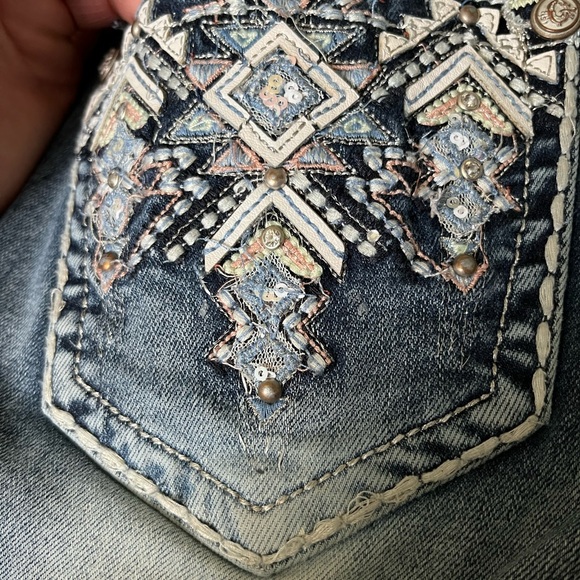 Grace in LA Blue Skinny Jeans with Embellished Pockets - Picture 7 of 7